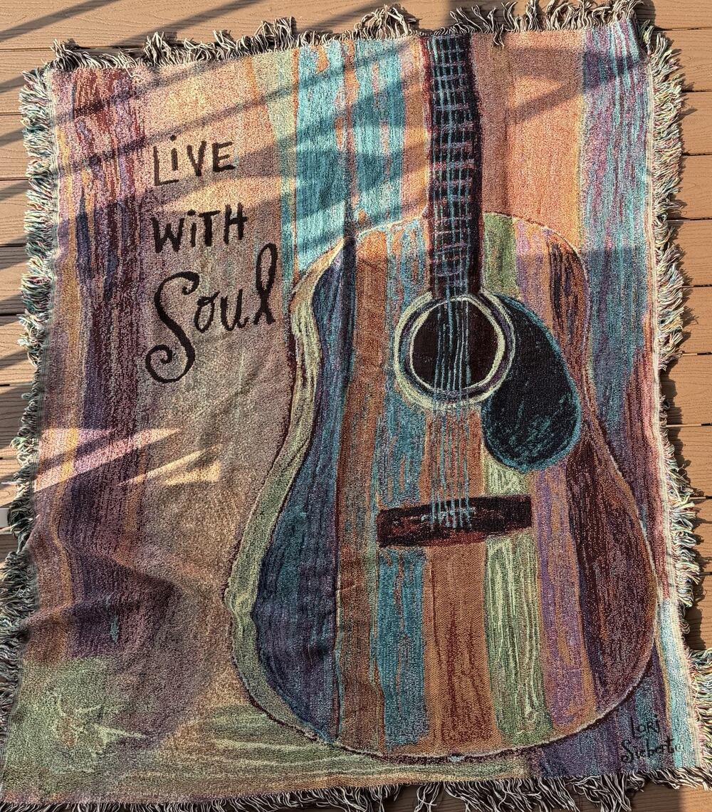 Lori Siebert Live With Soul Guitar Woven Tapestry Throw Blanket Fringe 50x60